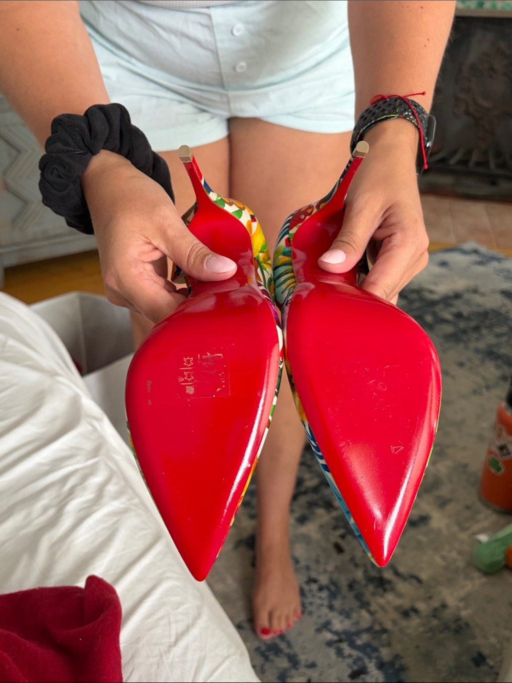 Christian Louboutin Multicolor Floral Pointed Toe Stiletto Pumps - Picture 2 of 4